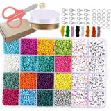 7162Pcs Glass Beads Round Jewelry Making Kit Earrings Bracelets