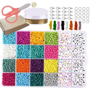 7162Pcs Glass Beads Round Jewelry Making Kit Earrings Bracelets