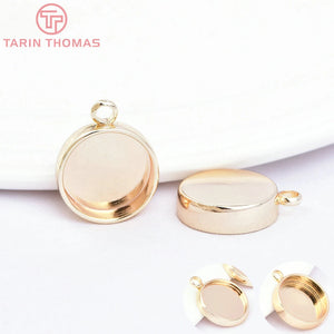 10PCS 11.5MM 24K Brass Beads Setting Charms Base Pendants
