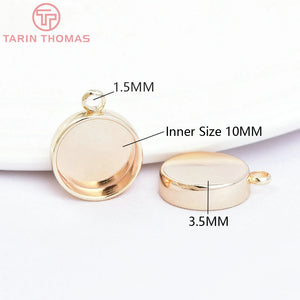 10PCS 11.5MM 24K Brass Beads Setting Charms Base Pendants