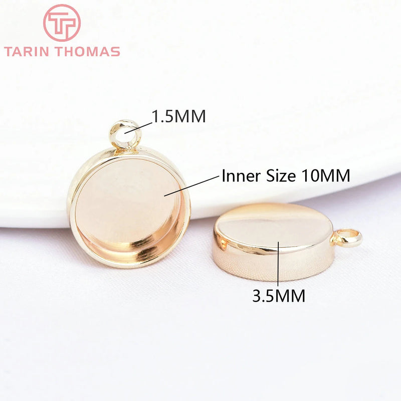 10PCS 11.5MM 24K Brass Beads Setting Charms Base Pendants
