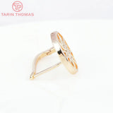 24K Brass Zircon Sun Flower Earrings Clip High Jewelry