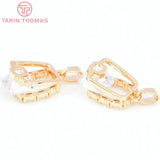 4PCS 10x16.5MM 24K Brass with Zircon Square Charms Pendants