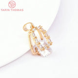 4PCS 10x16.5MM 24K Brass with Zircon Square Charms Pendants