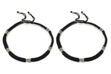 German Silver Black Thread Nazariya Anklet Set, 2-Piece