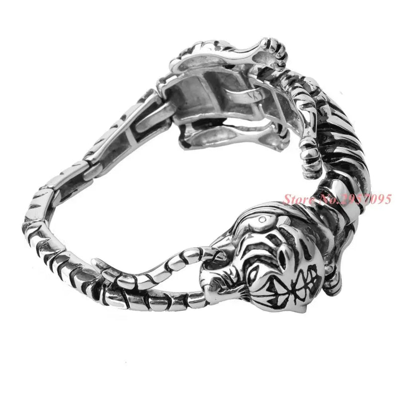 71g High Casting Silver Stainless Steel Bracelet Gothic Tiger Chain