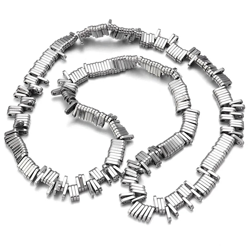Hematite Flat Square Beads 2 Holes Spacer Stones for DIY Bracelet
