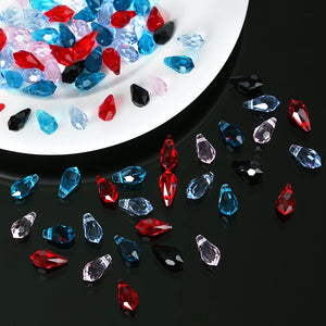 Faceted Glass Teardrop Beads Crystal for DIY Earrings Necklace - 72/84PCS
