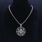 FORNEUS Stainless Steel Necklaces Women Silver Round Necklace