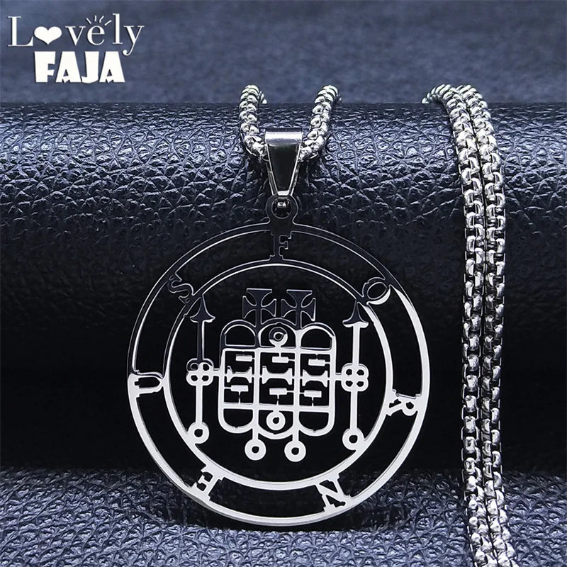 FORNEUS Stainless Steel Necklaces Women Silver Round Necklace