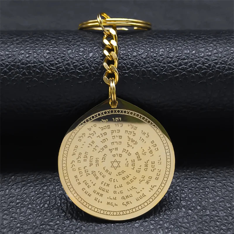 God Keychain Stainless Steel Jewish Star of David Key Ring