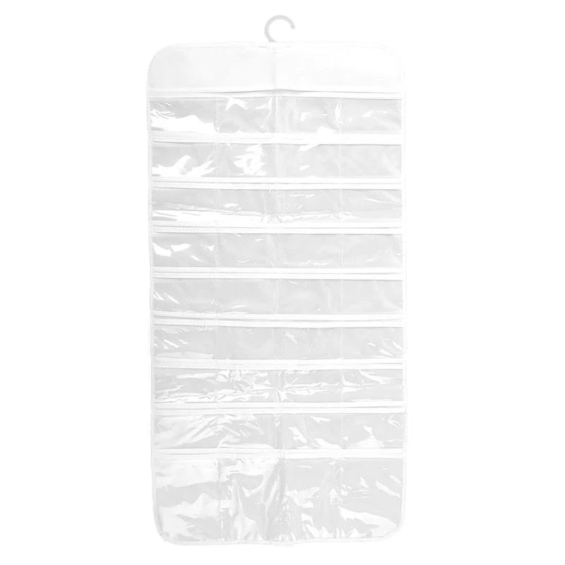 72 Pockets Fabric Jewelry Bag PVC Jewelry Hanging Case