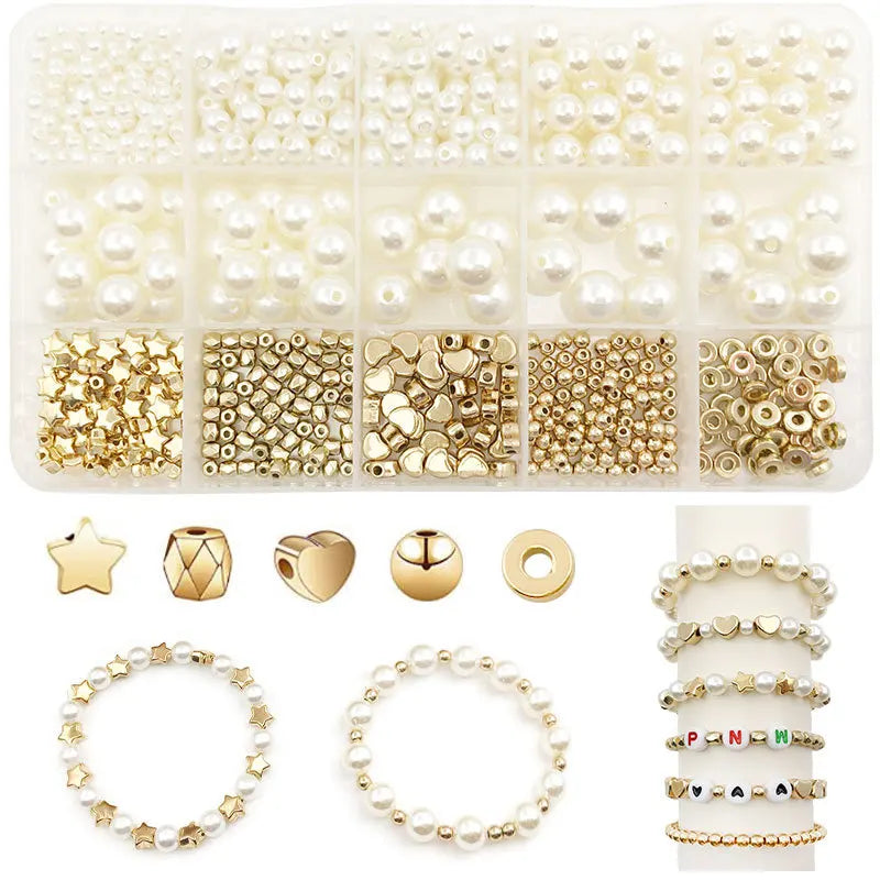 720pcs Jewelry Making Beads Set Pearl Alloy DIY Bracelet Kit