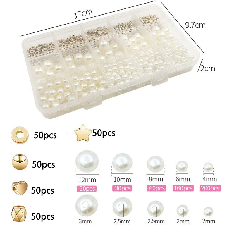 720pcs Pearl Beads Kit CCB Spacer Beads For DIY Jewelry Making