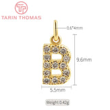 4PCS 24K Brass Zircon Letters Bracelet Beads DIY Jewelry Acces
