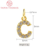4PCS 24K Brass Zircon Letters Bracelet Beads DIY Jewelry Acces