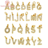 4PCS 24K Brass Zircon Letters Bracelet Beads DIY Jewelry Acces