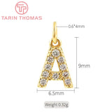4PCS 24K Brass Zircon Letters Bracelet Beads DIY Jewelry Acces