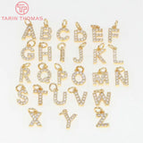 4PCS 24K Brass Zircon Letters Bracelet Beads DIY Jewelry Acces