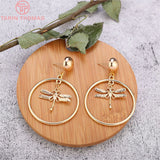 6PCS 24K Plated Dragonfly & Bee Charms Pendants DIY Jewelry Findings Earrings