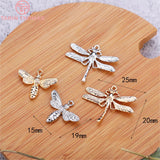 6PCS 24K Plated Dragonfly & Bee Charms Pendants DIY Jewelry Findings Earrings