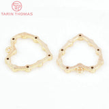 4PCS 24K Brass Zircon Heart Charms Pendants Jewelry Findings