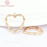 4PCS 24K Brass Zircon Heart Charms Pendants Jewelry Findings