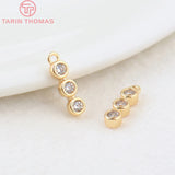 6PCS 3x11MM 24K Plated Brass Zircon Charms Pendants