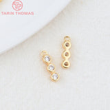 6PCS 3x11MM 24K Plated Brass Zircon Charms Pendants