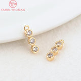 6PCS 3x11MM 24K Plated Brass Zircon Charms Pendants