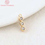 6PCS 3x11MM 24K Plated Brass Zircon Charms Pendants