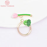 24K Brass Flower Drip Oil Toggle Clasps for Diy Jewelry Making