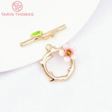 24K Brass Flower Drip Oil Toggle Clasps for Diy Jewelry Making