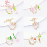 24K Brass Flower Drip Oil Toggle Clasps for Diy Jewelry Making