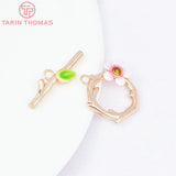 24K Brass Flower Drip Oil Toggle Clasps for Diy Jewelry Making