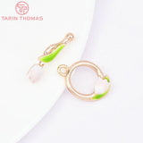 24K Brass Flower Drip Oil Toggle Clasps for Diy Jewelry Making