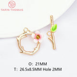24K Brass Flower Drip Oil Toggle Clasps for Diy Jewelry Making