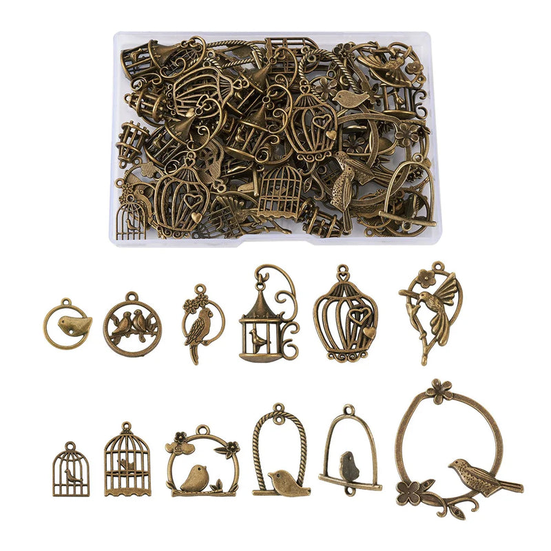 72pcs Tibetan Style Pendants, Antique Bronze, 6pcs/style