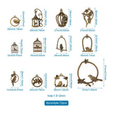 72pcs Tibetan Style Pendants, Antique Bronze, 6pcs/style