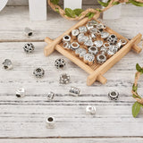 72Pcs Tibetan Style Alloy European Beads Large Hole Charm Beads for DIY