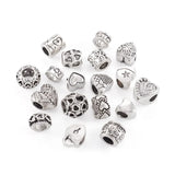 72Pcs Tibetan Style Alloy European Beads Large Hole Charm Beads for DIY