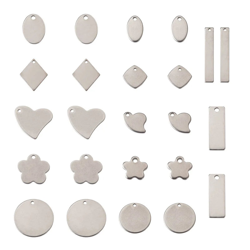 72Pcs Stamping Blank Tag Pendants Mixed Shapes Necklace Craft Jewelry Making