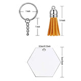 72Pcs Hexagon Keychain Blanks Charms and Tassel Pendants
