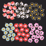 72Pcs Colorful Enamel Round Flowers Yin Yang Charms DIY Jewelry Making