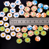 72Pcs Colorful Enamel Round Flowers Yin Yang Charms DIY Jewelry Making