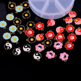 72Pcs Colorful Enamel Round Flowers Yin Yang Charms DIY Jewelry Making