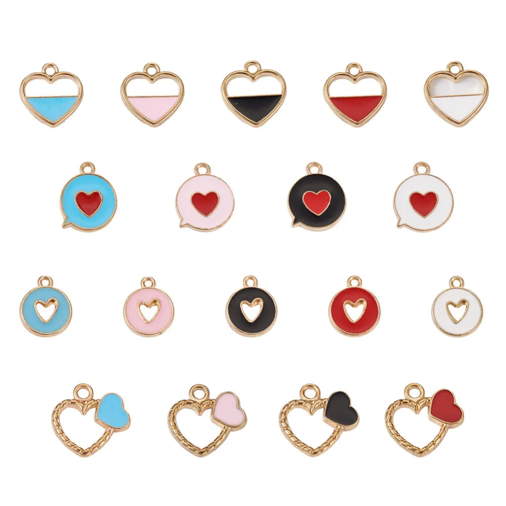 72Pcs Heart Charms Pendant For DIY Jewelry Making
