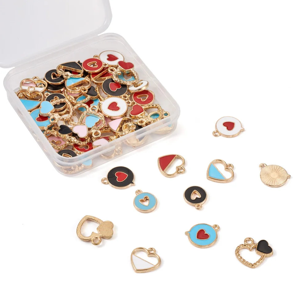 72Pcs Heart Charms Pendant For DIY Jewelry Making
