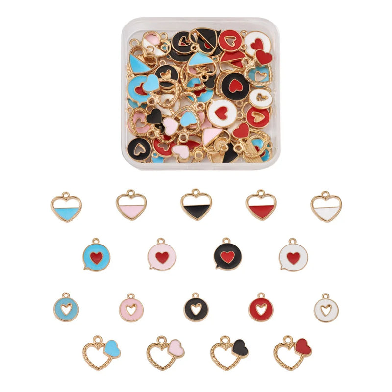 72Pcs Heart Charms Pendant For DIY Jewelry Making
