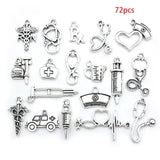 72Pcs Doctor Nurse Charms for DIY Necklace Bracelet Jewelry Making